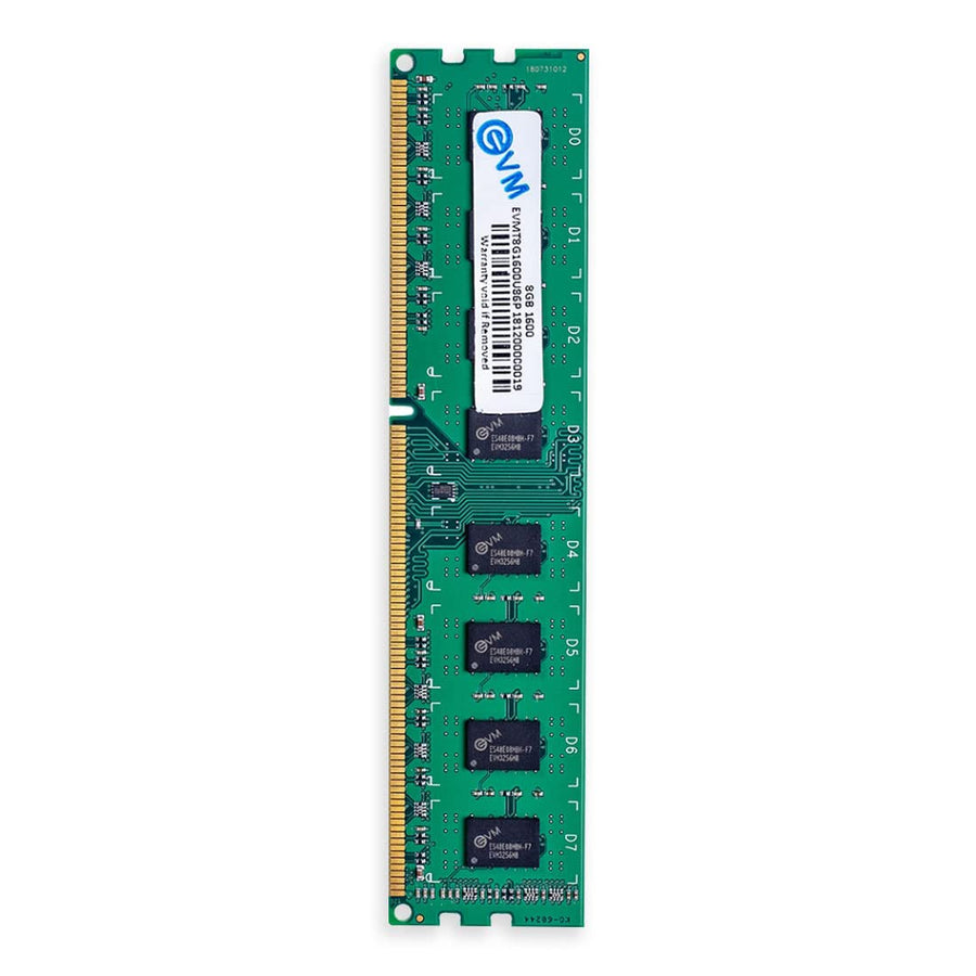 EVM 8GB DDR3 Desktop RAM 1600MHz | Long-DIMM – 1.35V Low Voltage | 240-PIN Pin, Intel & AMD Compatible | High-Speed PC Memory Upgrade | 10 Year Warranty (EVMT8G1600U86P)