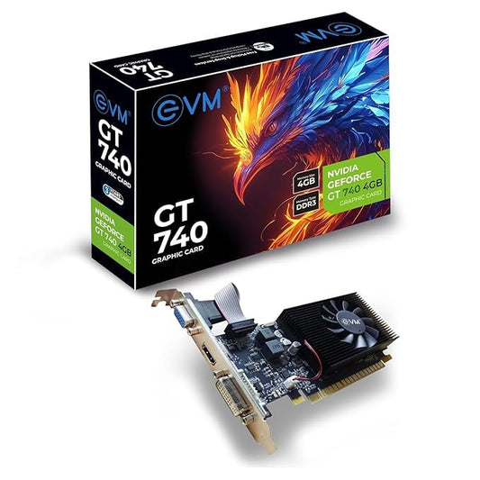 EVM GeForce GT740 Graphics Card GPU | 4GB DDR3 | 128-Bit | PCIe 3.0 | HDMI VGA DVI | 993MHz Clock | Full HD | Heat Sink Fan Cooling | Desktop Compatible |...