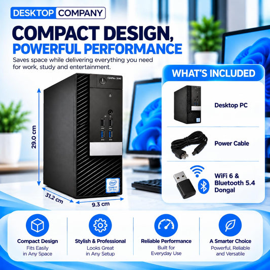 Desktop PC Core i7 6th Gen, 16GB DDR3 RAM, 512GB SSD | 5G WiFi 6, Bluetooth 5.4, HD Graphics 530, Windows 11 Pro, 2-Year Warranty