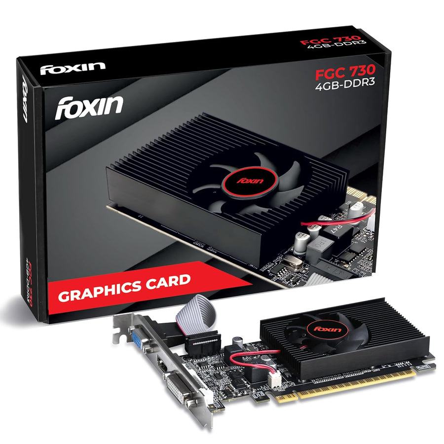 Foxin GT 730 Graphics Card 4GB DDR3 128-Bit | PCIe 2.0 Desktop GPU with HDMI DVI VGA Output | Physx Support | Heatsink Cooling Fan